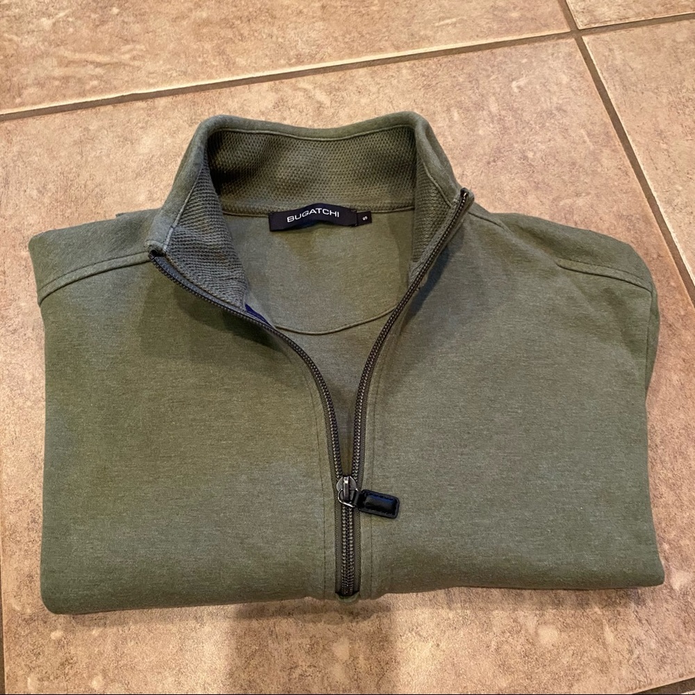 Bugatchi sweater quarter zip half zipper sweatshirt green luxury nice small